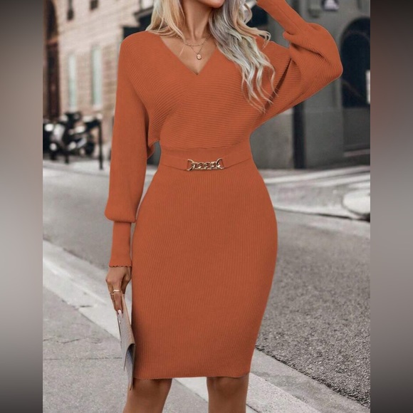 Luxe batwing sleeve sweater dress - Picture 6 of 6